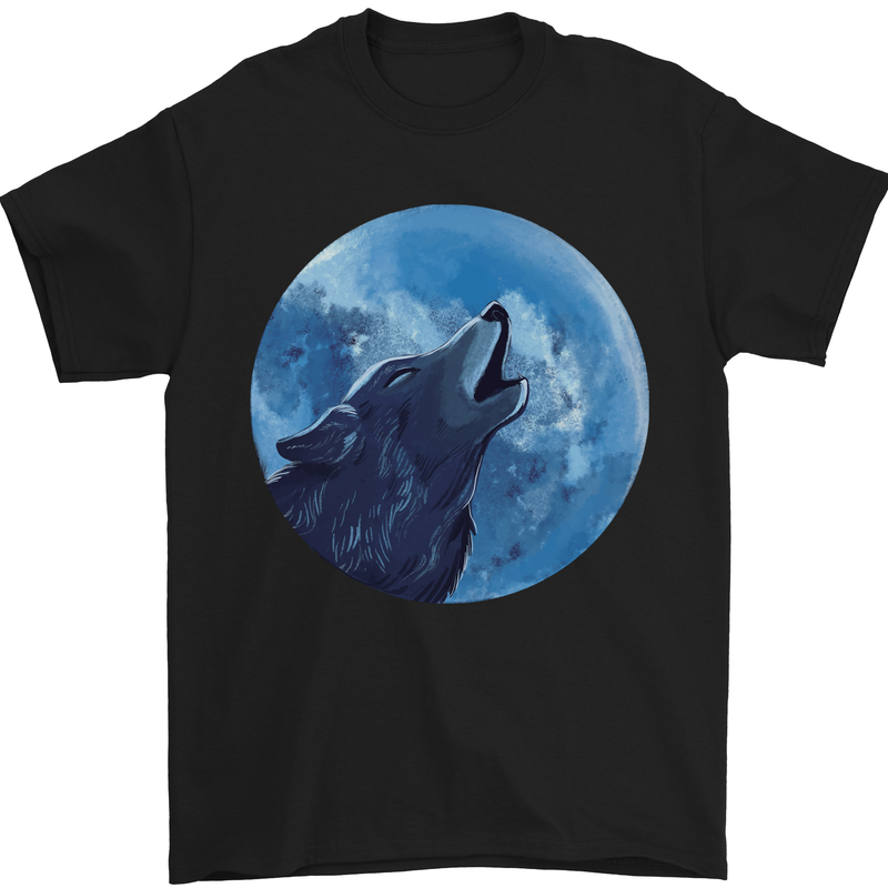 A Howling Wolf Full Moon Werewolves Mens T-Shirt Cotton Gildan Black