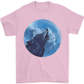 A Howling Wolf Full Moon Werewolves Mens T-Shirt Cotton Gildan Light Pink