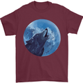 A Howling Wolf Full Moon Werewolves Mens T-Shirt Cotton Gildan Maroon