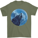 A Howling Wolf Full Moon Werewolves Mens T-Shirt Cotton Gildan Military Green