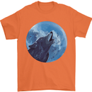 A Howling Wolf Full Moon Werewolves Mens T-Shirt Cotton Gildan Orange