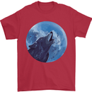 A Howling Wolf Full Moon Werewolves Mens T-Shirt Cotton Gildan Red