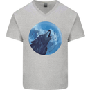 A Howling Wolf Full Moon Werewolves Mens V-Neck Cotton T-Shirt Sports Grey