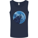 A Howling Wolf Full Moon Werewolves Mens Vest Tank Top Navy Blue