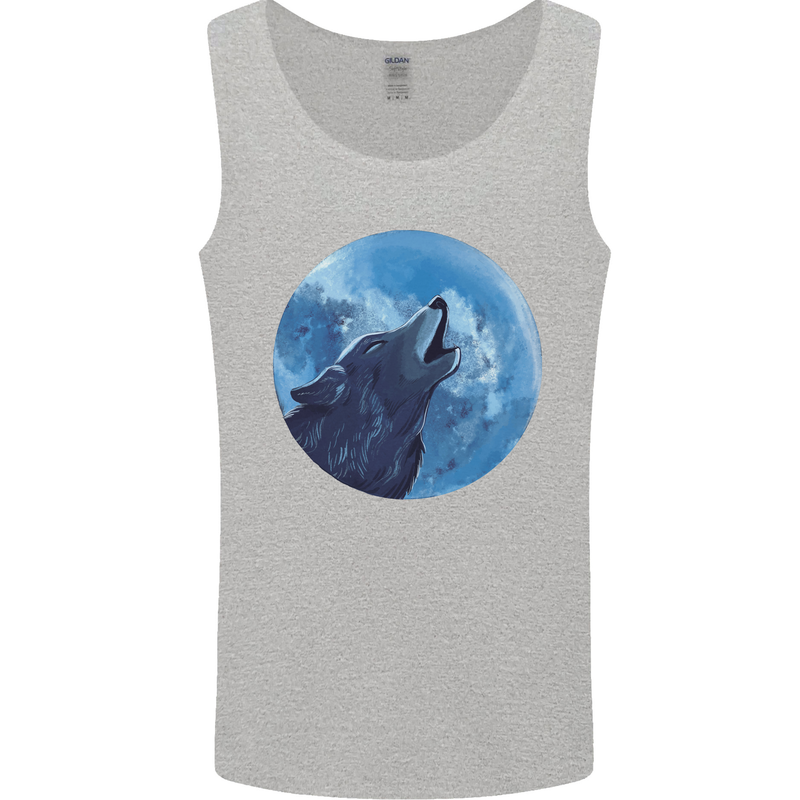 A Howling Wolf Full Moon Werewolves Mens Vest Tank Top Sports Grey
