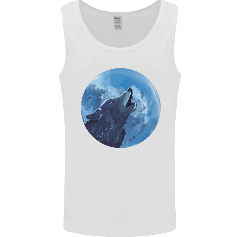A Howling Wolf Full Moon Werewolves Mens Vest Tank Top White