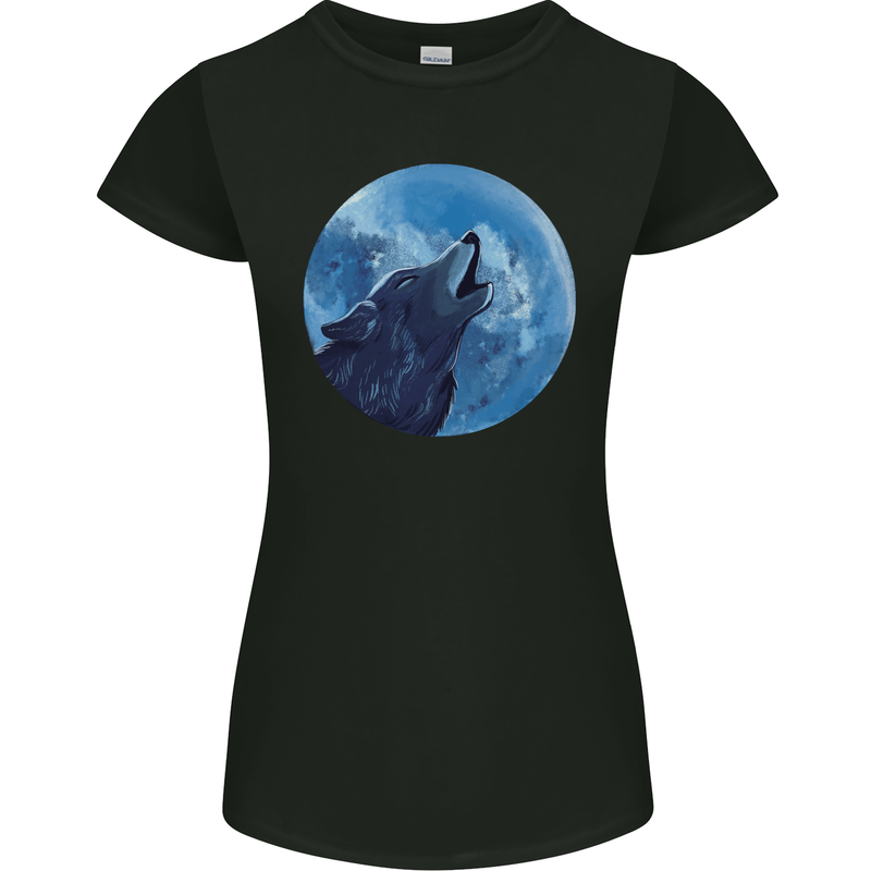 A Howling Wolf Full Moon Werewolves Womens Petite Cut T-Shirt Black