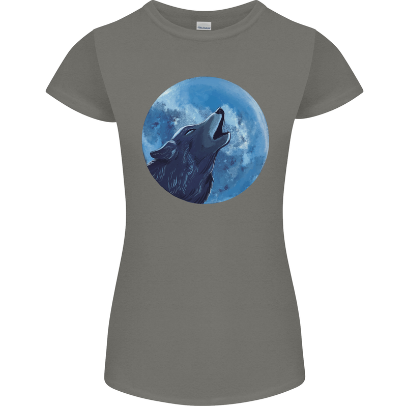 A Howling Wolf Full Moon Werewolves Womens Petite Cut T-Shirt Charcoal