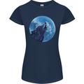 A Howling Wolf Full Moon Werewolves Womens Petite Cut T-Shirt Navy Blue