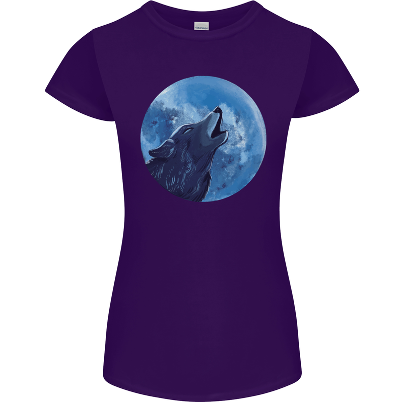 A Howling Wolf Full Moon Werewolves Womens Petite Cut T-Shirt Purple
