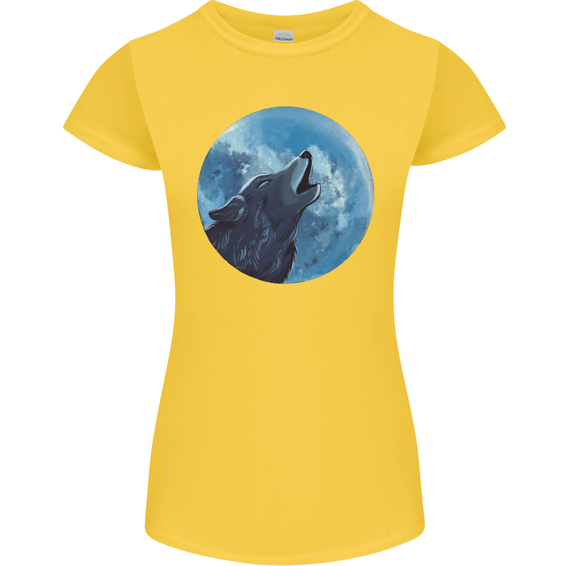 A Howling Wolf Full Moon Werewolves Womens Petite Cut T-Shirt Yellow