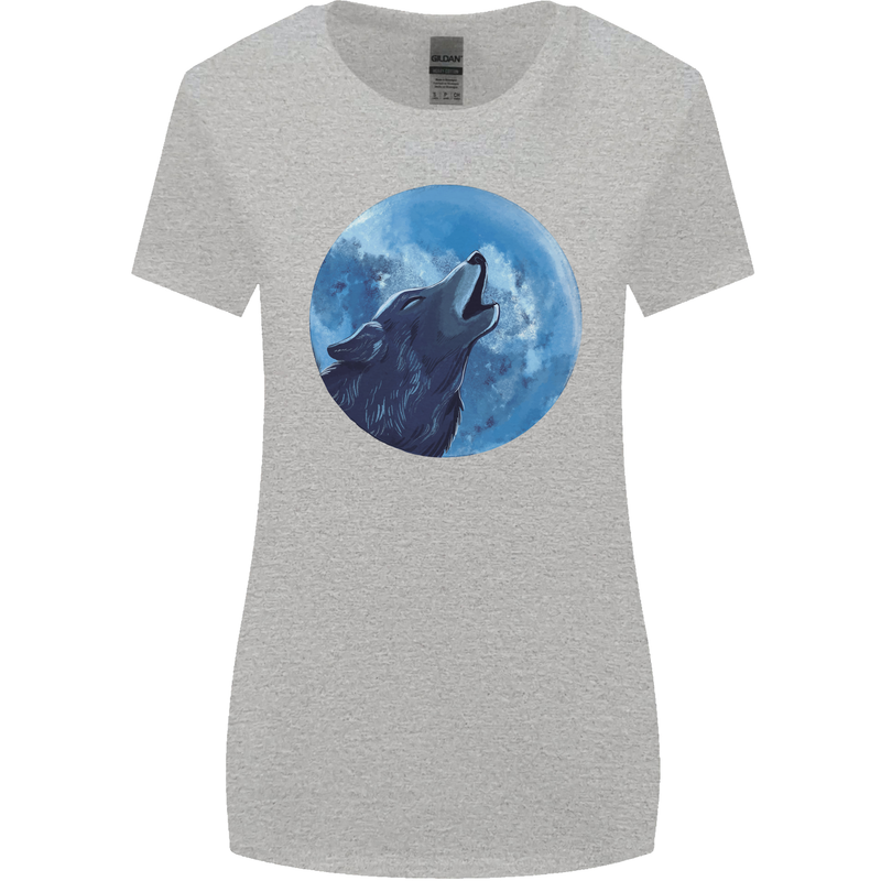 A Howling Wolf Full Moon Werewolves Womens Wider Cut T-Shirt Sports Grey
