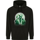 A Howling Wolf Pack Mens 80% Cotton Hoodie Black