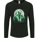 A Howling Wolf Pack Mens Long Sleeve T-Shirt Black