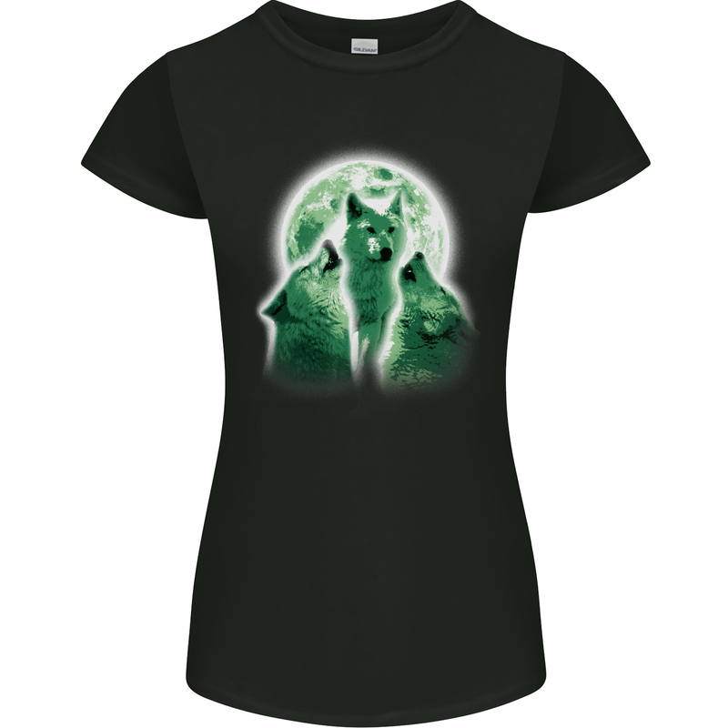 A Howling Wolf Pack Womens Petite Cut T-Shirt Black
