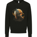 A Howling Wolf in the Moon Light Kids Sweatshirt Jumper Black