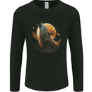 A Howling Wolf in the Moon Light Mens Long Sleeve T-Shirt Black