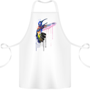 A Hummingbird Watercolour Bird Cotton Apron 100% Organic White