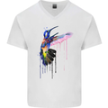 A Hummingbird Watercolour Bird Mens V-Neck Cotton T-Shirt White