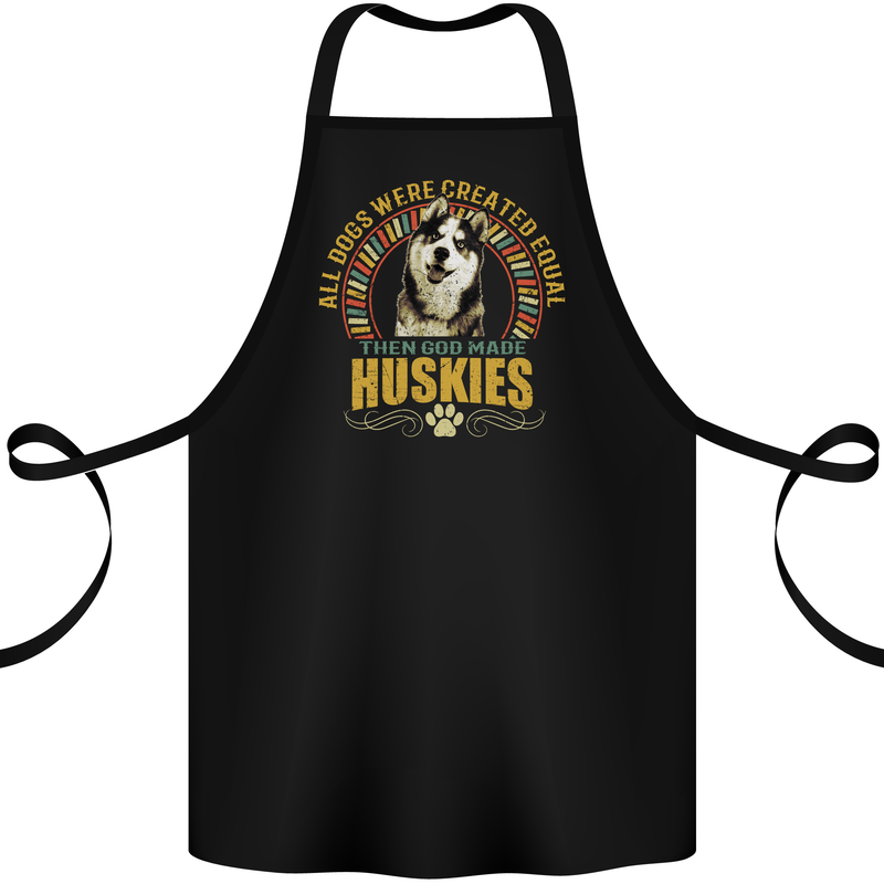 A Huskies Dog Cotton Apron 100% Organic Black