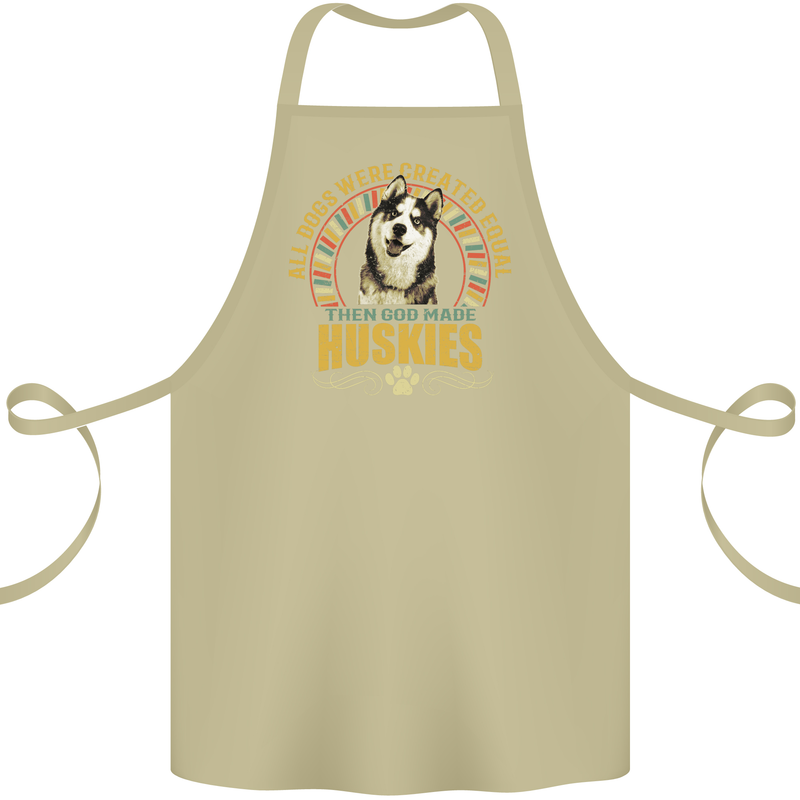 A Huskies Dog Cotton Apron 100% Organic Khaki