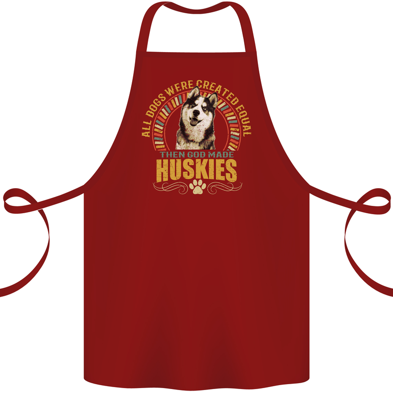 A Huskies Dog Cotton Apron 100% Organic Maroon