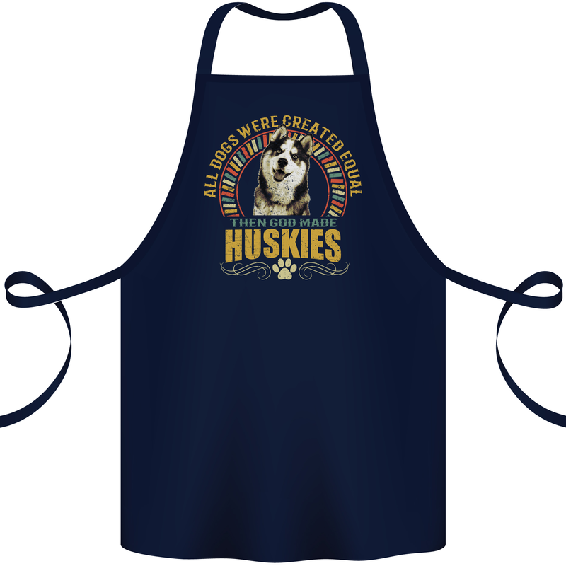 A Huskies Dog Cotton Apron 100% Organic Navy Blue