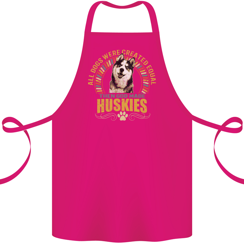 A Huskies Dog Cotton Apron 100% Organic Pink