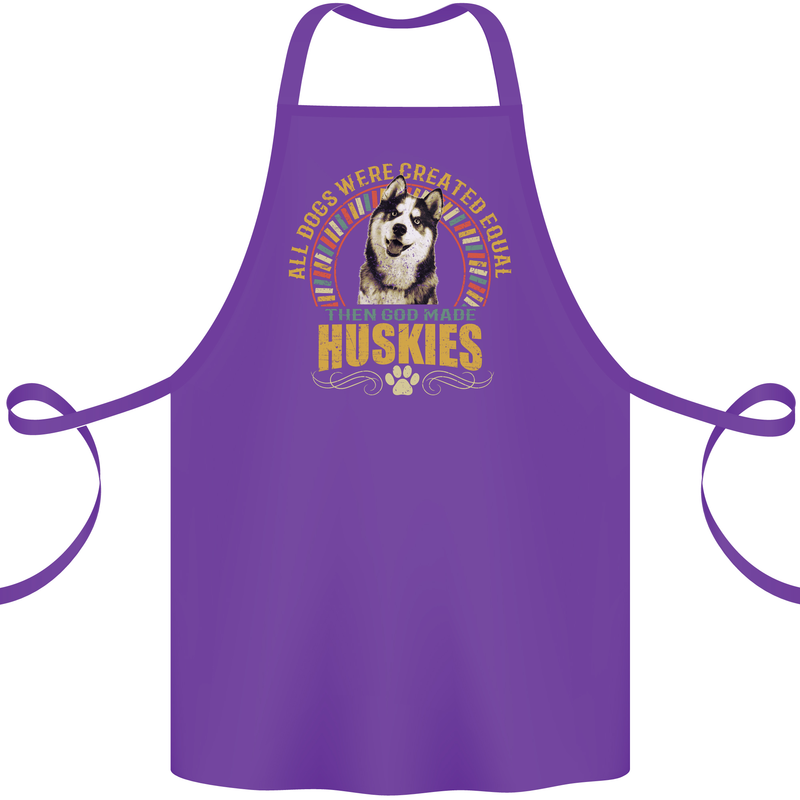A Huskies Dog Cotton Apron 100% Organic Purple