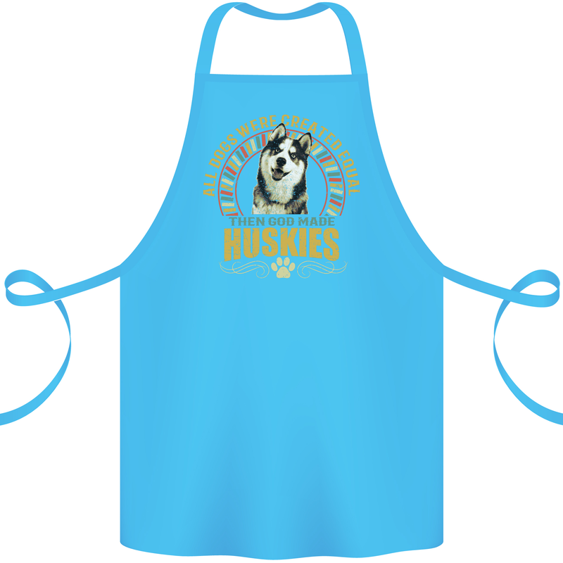 A Huskies Dog Cotton Apron 100% Organic Turquoise