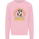 A Huskies Dog Kids Sweatshirt Jumper Light Pink