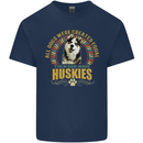 A Huskies Dog Kids T-Shirt Childrens Navy Blue