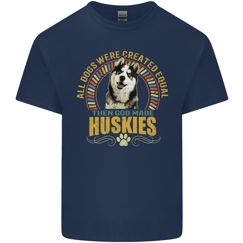 A Huskies Dog Kids T-Shirt Childrens Navy Blue