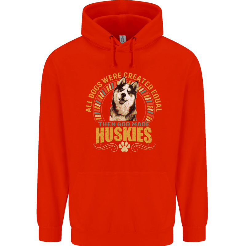 A Huskies Dog Mens 80% Cotton Hoodie Bright Red