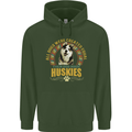 A Huskies Dog Mens 80% Cotton Hoodie Forest Green