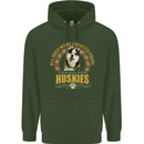 A Huskies Dog Mens 80% Cotton Hoodie Forest Green