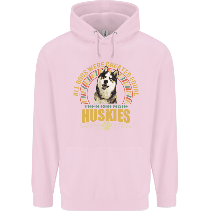 A Huskies Dog Mens 80% Cotton Hoodie Light Pink