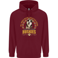 A Huskies Dog Mens 80% Cotton Hoodie Maroon