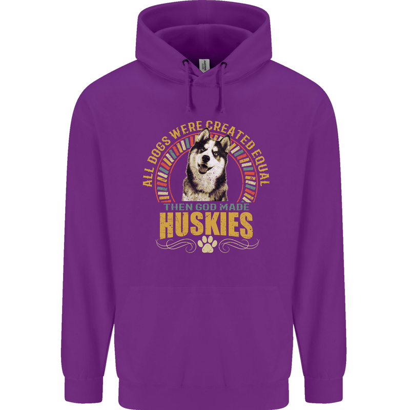 A Huskies Dog Mens 80% Cotton Hoodie Purple
