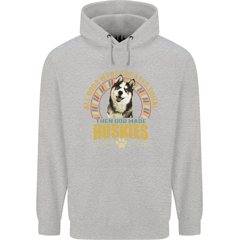 A Huskies Dog Mens 80% Cotton Hoodie Sports Grey