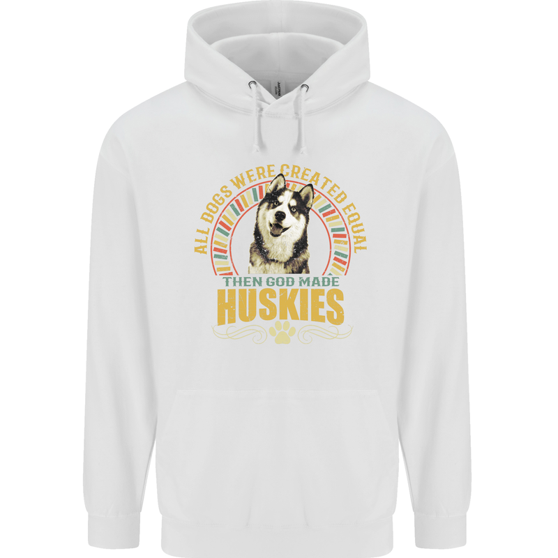 A Huskies Dog Mens 80% Cotton Hoodie White