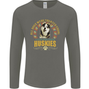 A Huskies Dog Mens Long Sleeve T-Shirt Charcoal