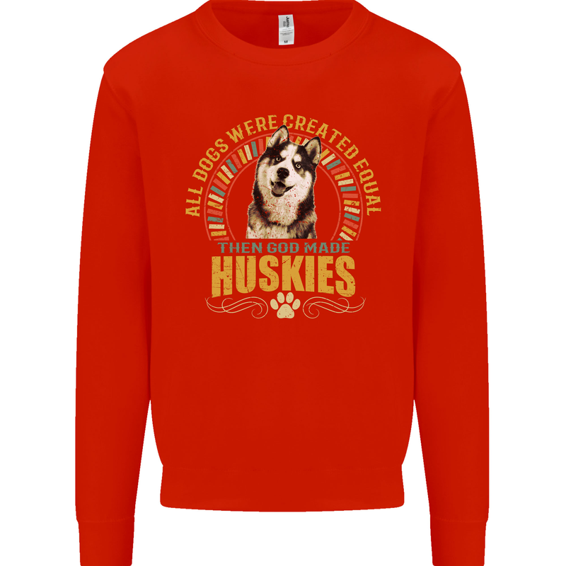 A Huskies Dog Mens Sweatshirt Jumper Bright Red