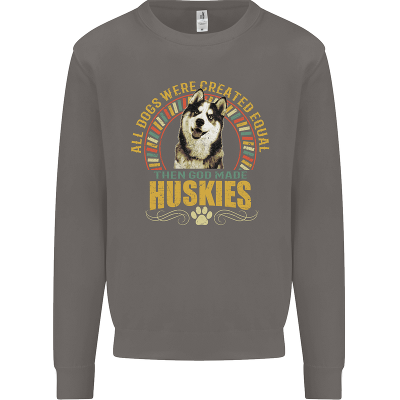 A Huskies Dog Mens Sweatshirt Jumper Charcoal