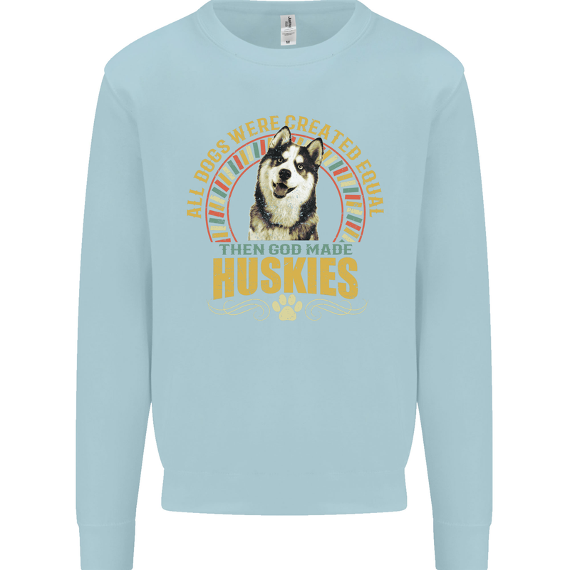 A Huskies Dog Mens Sweatshirt Jumper Light Blue