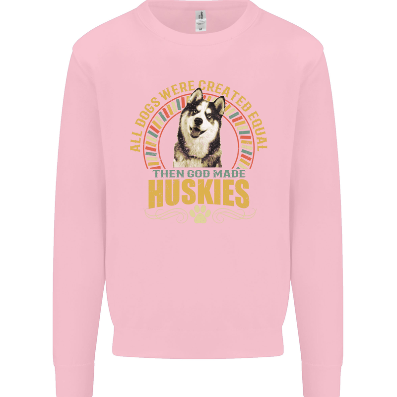 A Huskies Dog Mens Sweatshirt Jumper Light Pink