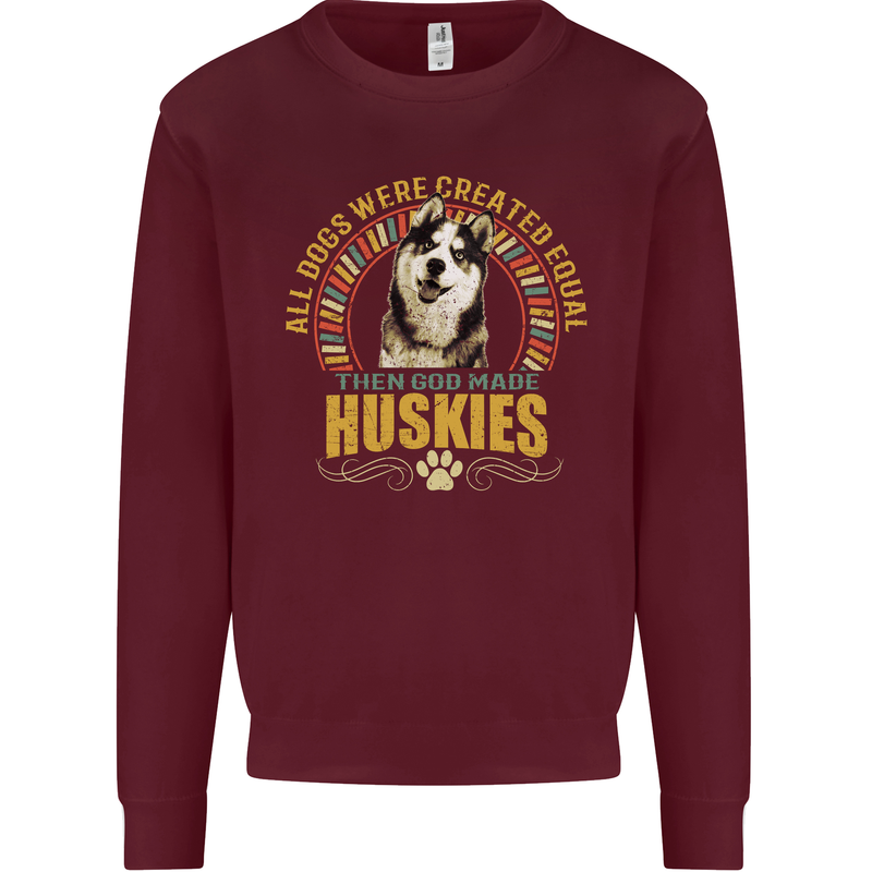 A Huskies Dog Mens Sweatshirt Jumper Maroon