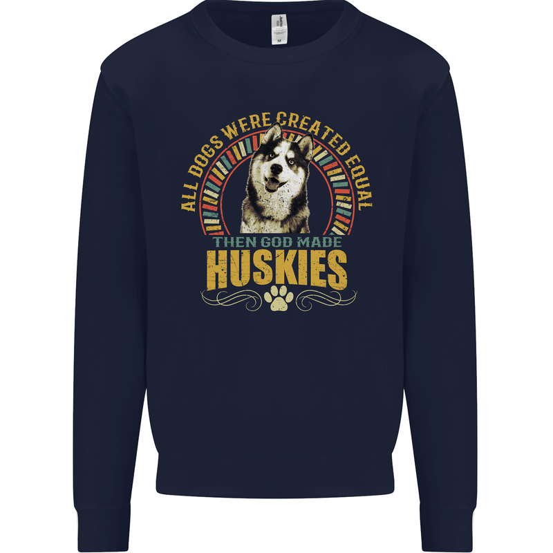 A Huskies Dog Mens Sweatshirt Jumper Navy Blue