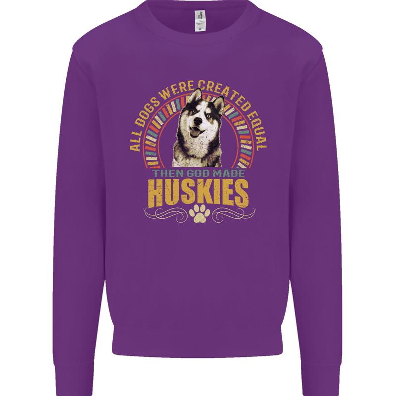 A Huskies Dog Mens Sweatshirt Jumper Purple