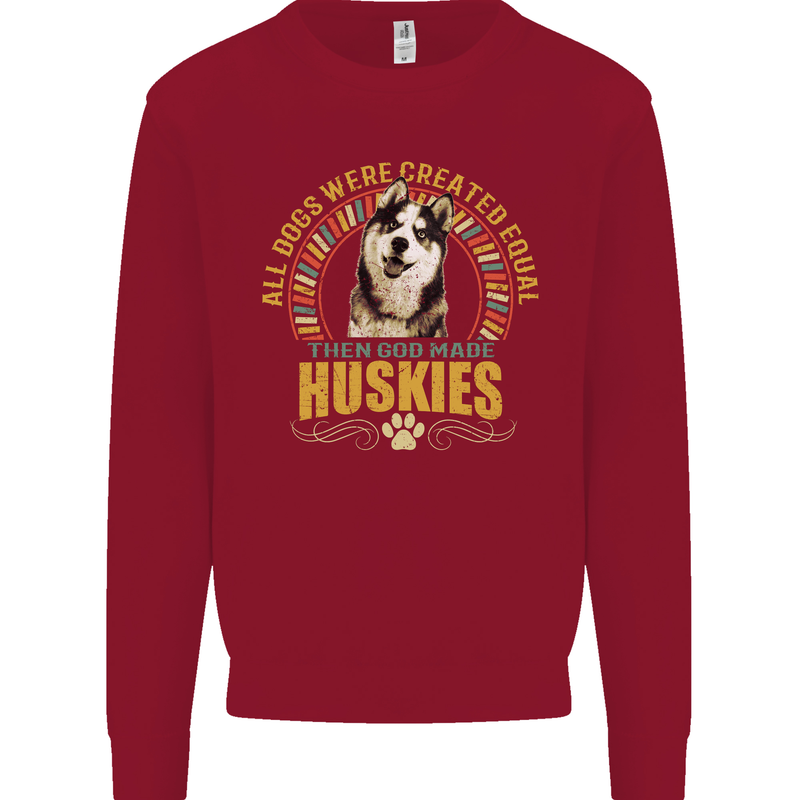 A Huskies Dog Mens Sweatshirt Jumper Red
